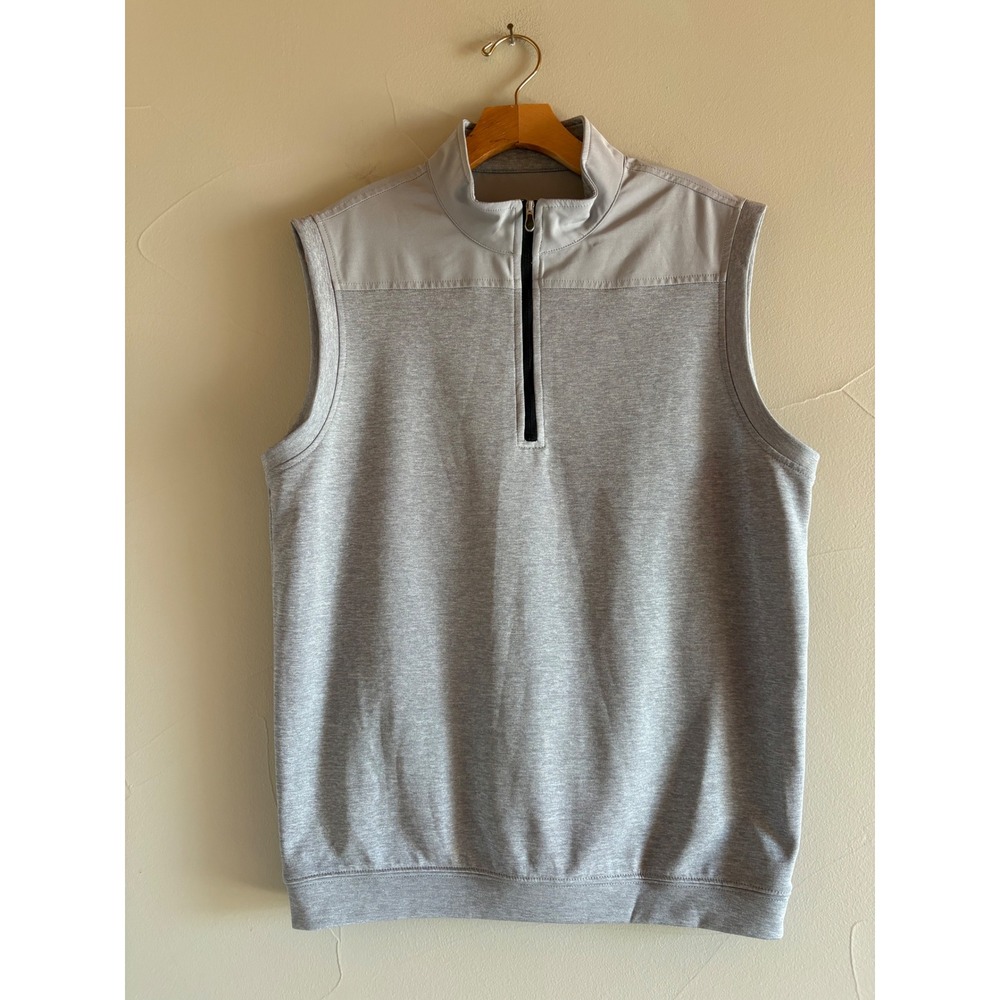 Bolle Golf Mens Thermal 1/4 Zip Vest Heather Gray Mock Neck Sleeveless Size M